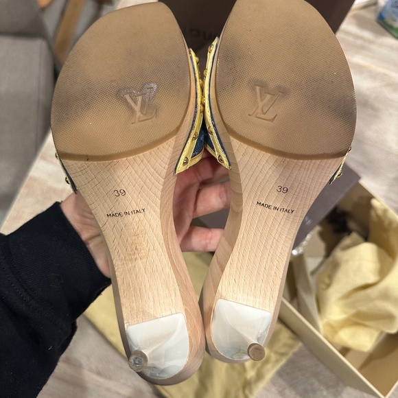 LV Denim clogs, size 39, WORN ONCE ONLY! Purchased from the New York City Store - Picture 2 of 9